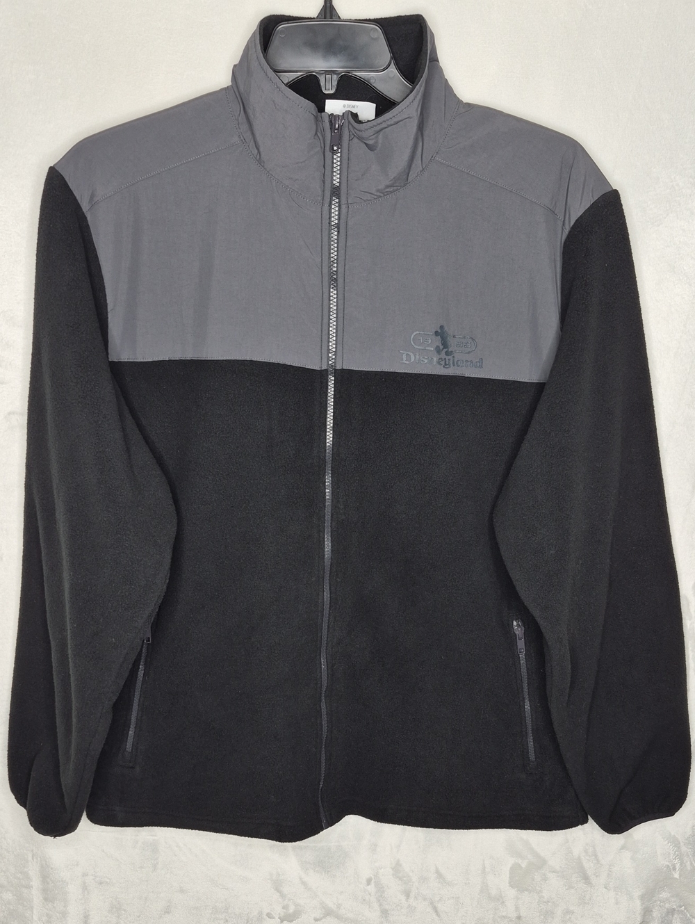 Disney Parks Disneyland Embroidered Castle Full Zip Fleece Jacket Gray Black L‎